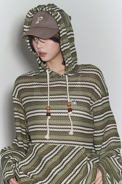 重力条纹连帽上衣