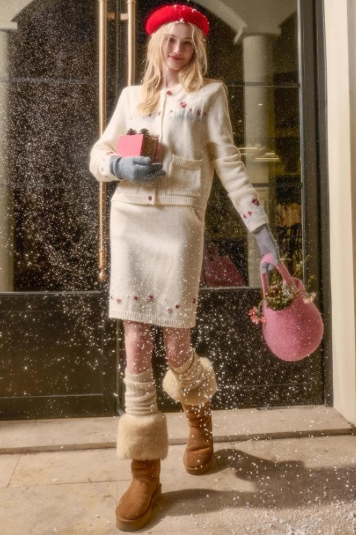 スイートベリーニットトップス+タイトスカート