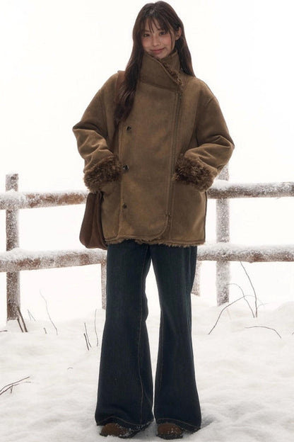 リバーシブルファースエードコート