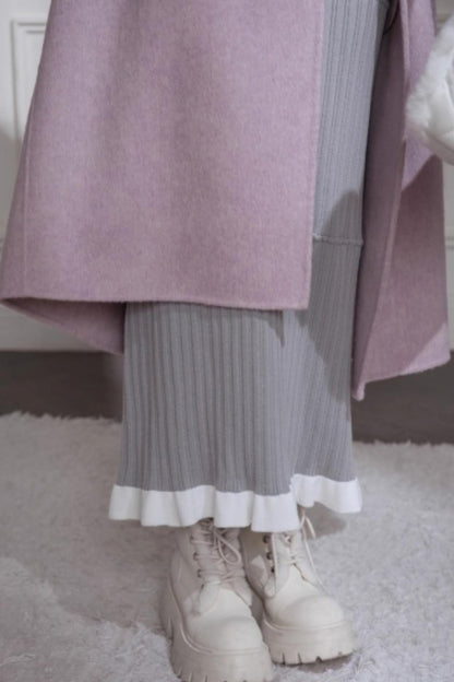 スーチュアンミストグレイフリルロングドレス