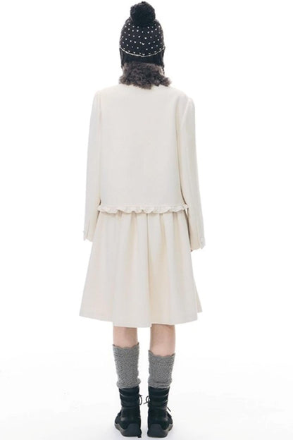 レトロトップス+プレッピープリーツスカート+スカーフ