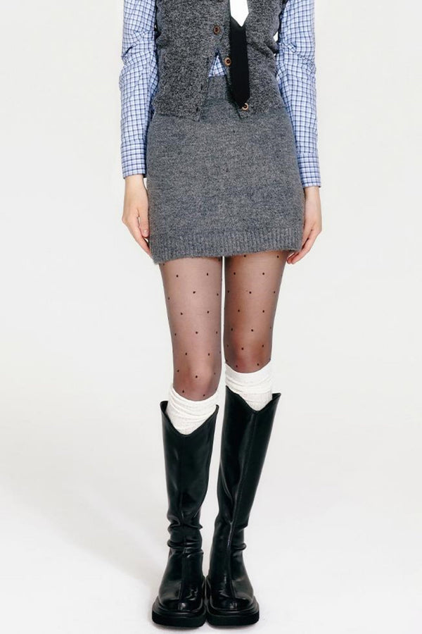 Chic Knit Zip Cardigan + Vest + Tight Skirt