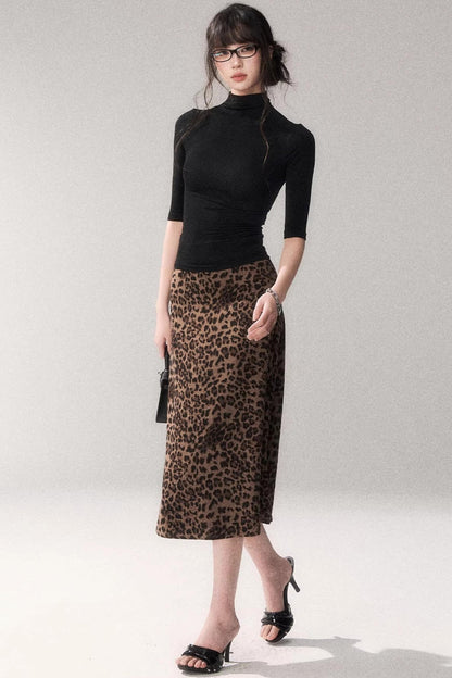 Retro Mid-Sleeve Slim Top