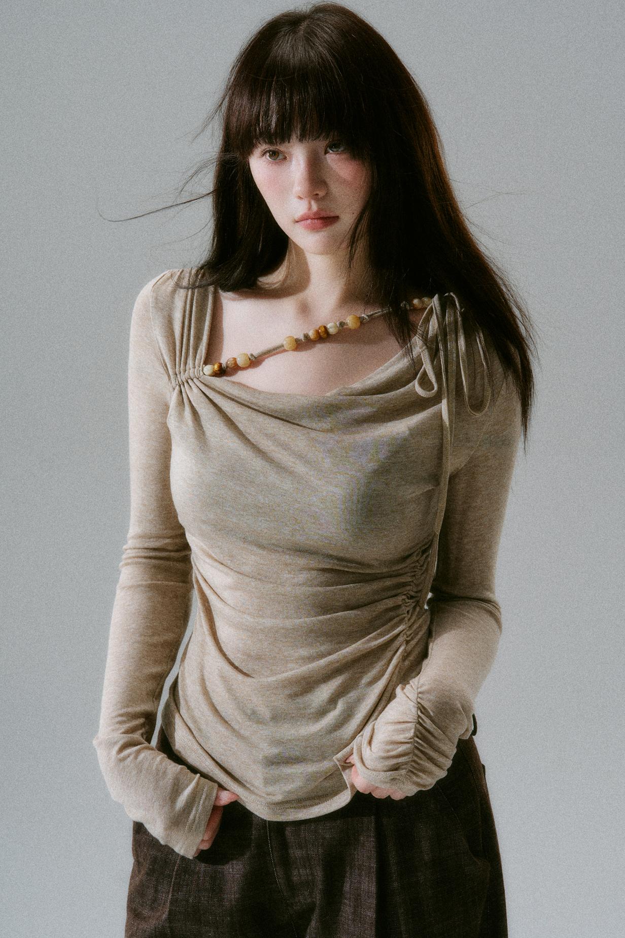 Open collar tight mode top