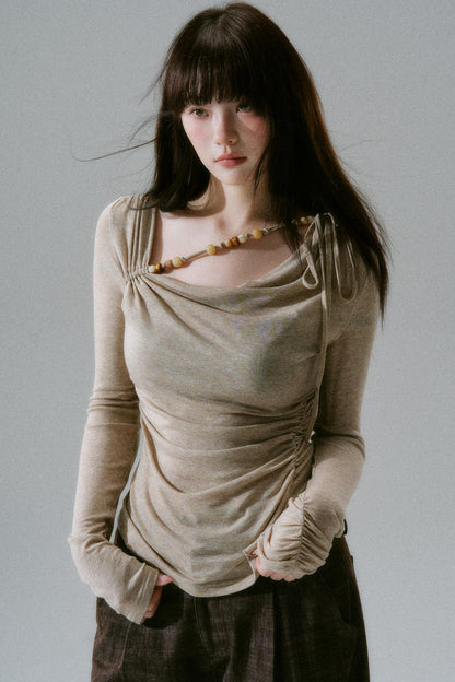 Open collar tight mode top