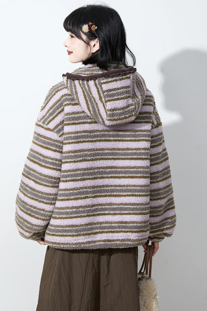 ピンクパープルラムウールコート