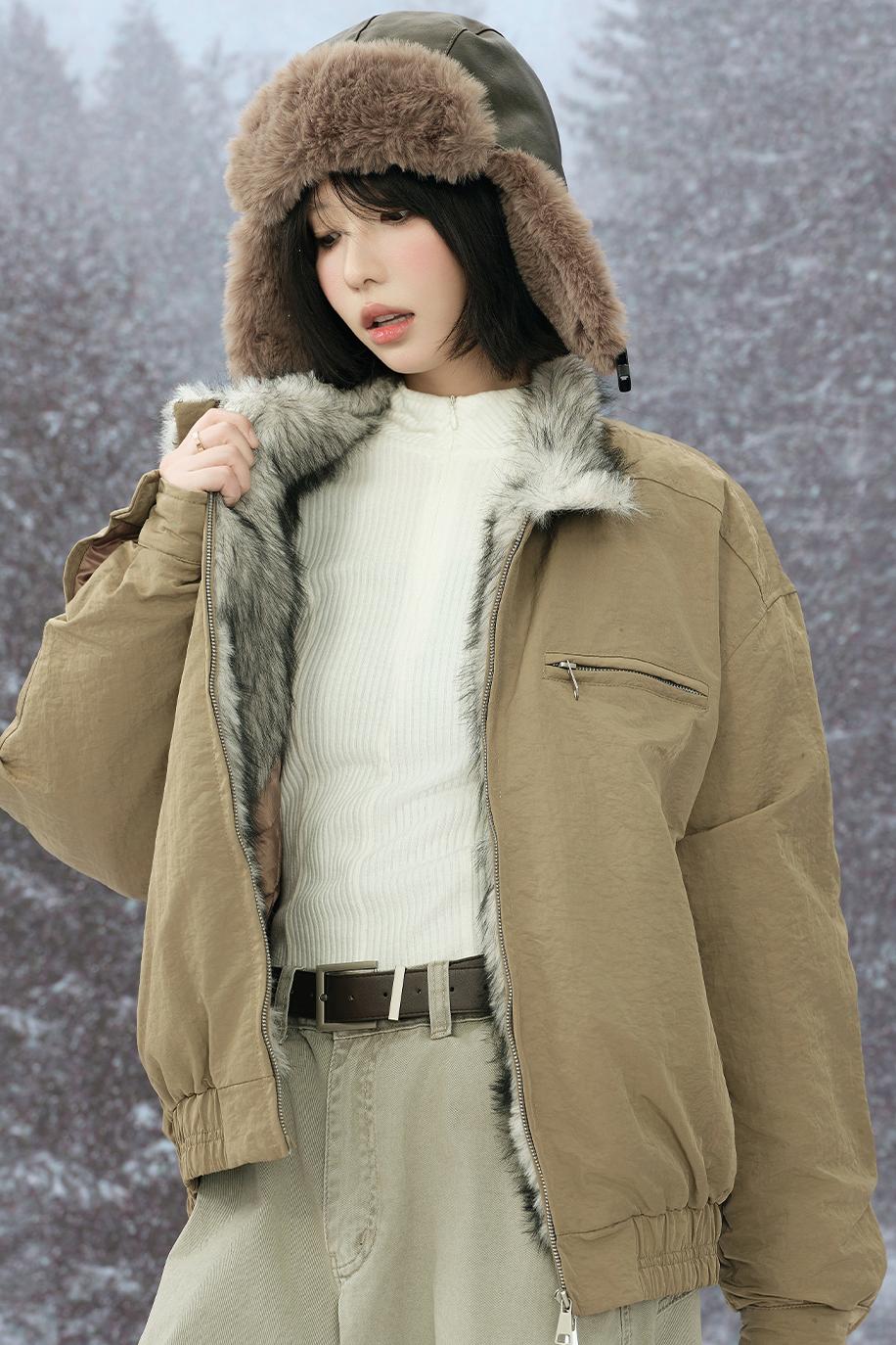 Fox Fur Collar Cotton Jacket