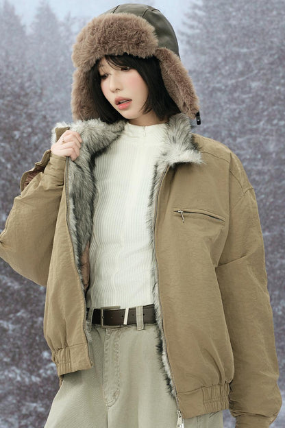 Fox Fur Collar Cotton Jacket