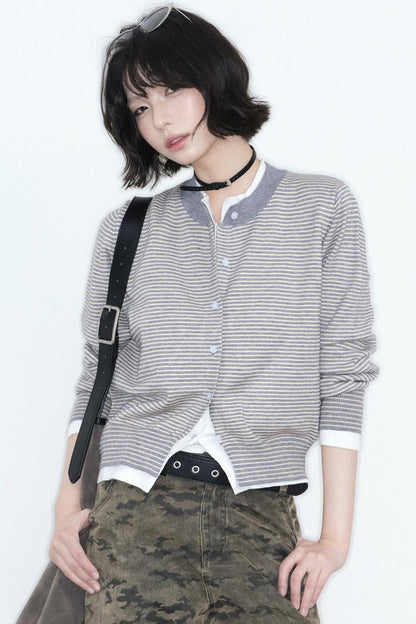 Fake Two-Piece Knitted Cardigan