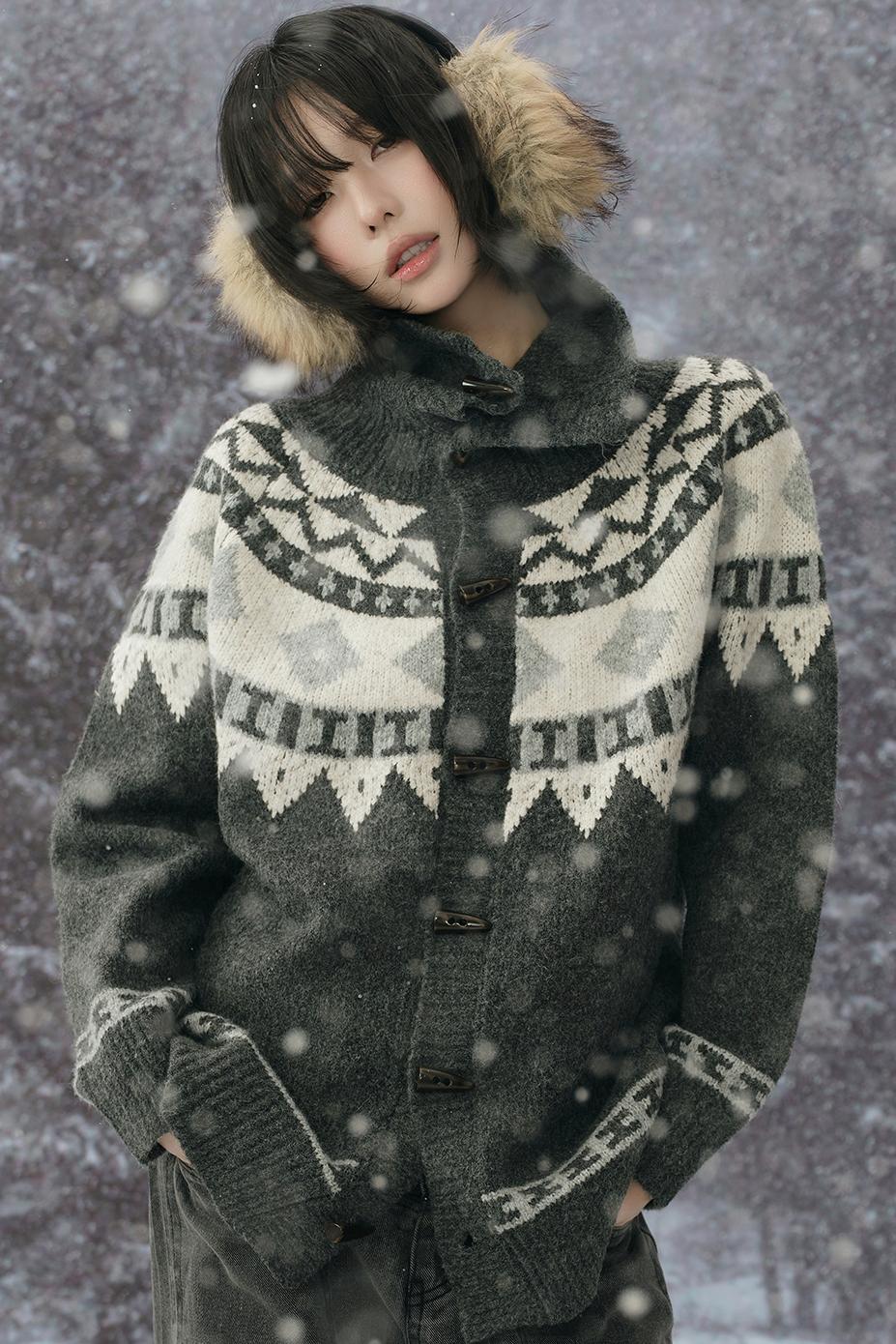 カラーコントラストニットカーディガン