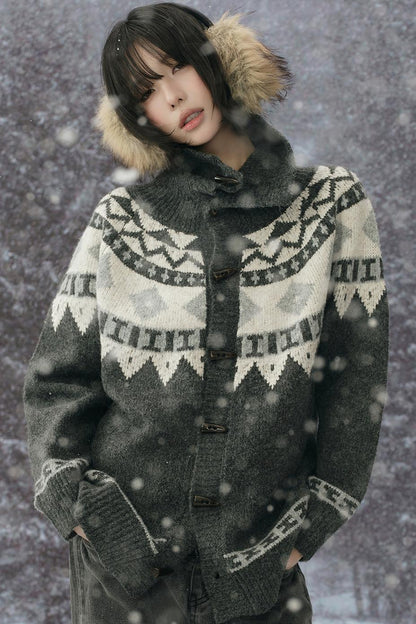 カラーコントラストニットカーディガン