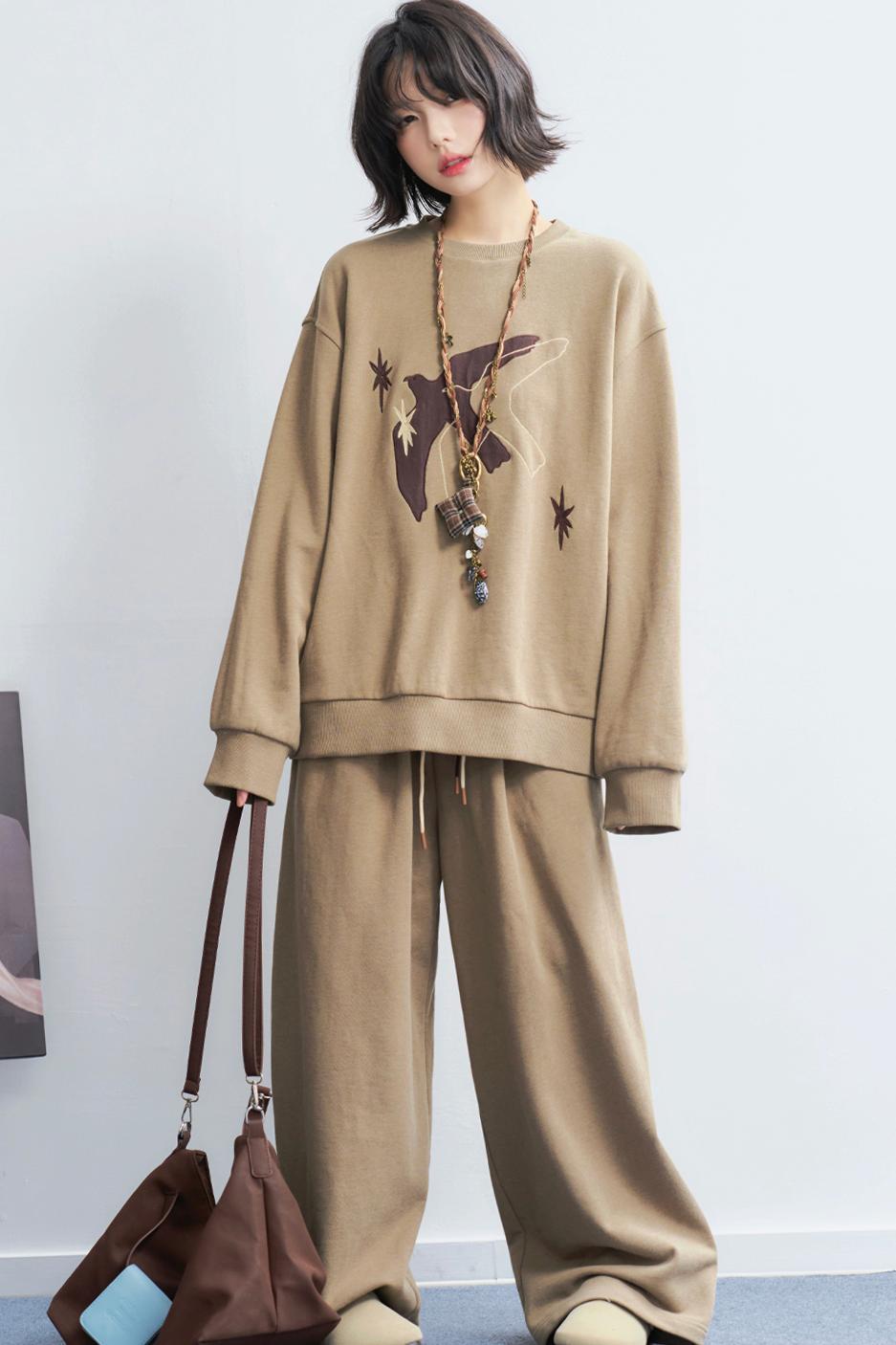 エンブロイダリーロングスリーブニットスウェット