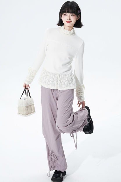 Gray purple fleece lined pants