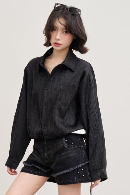 Gravity Textured Drawstring Top