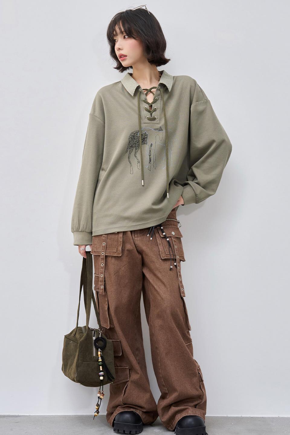 Gravity Lace-Up Polo Top