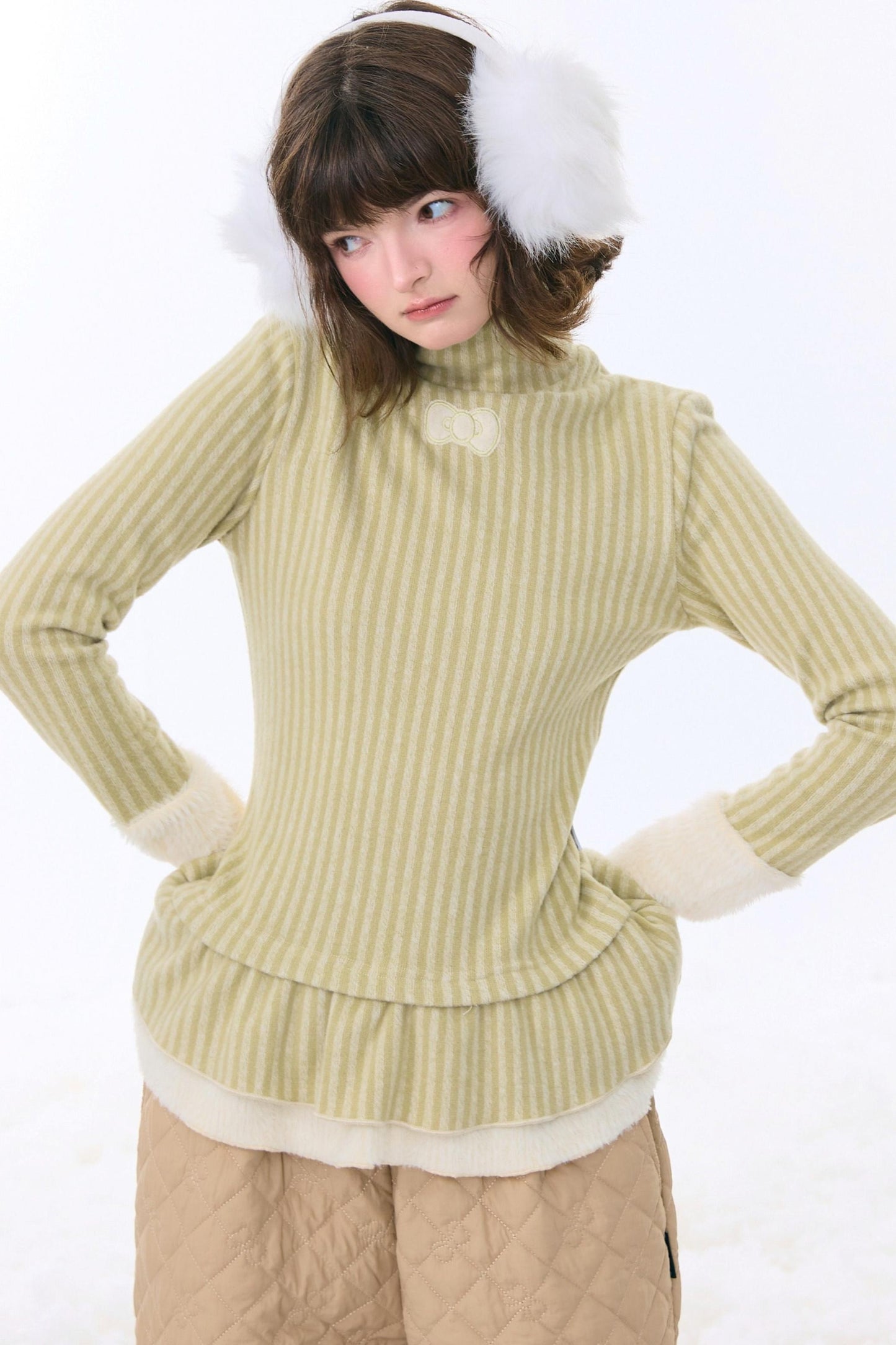 One-point Bow Peplum Top