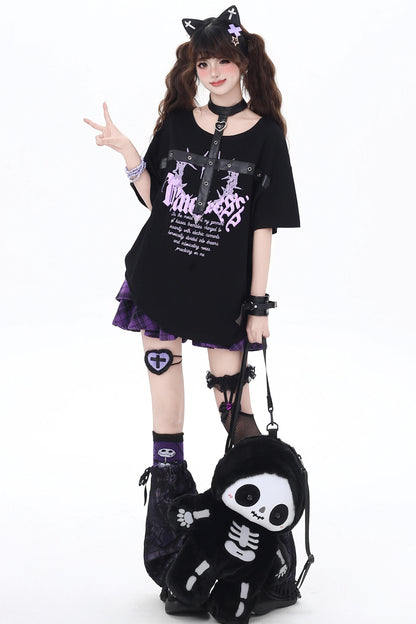 Summer Leather Button T-Shirt