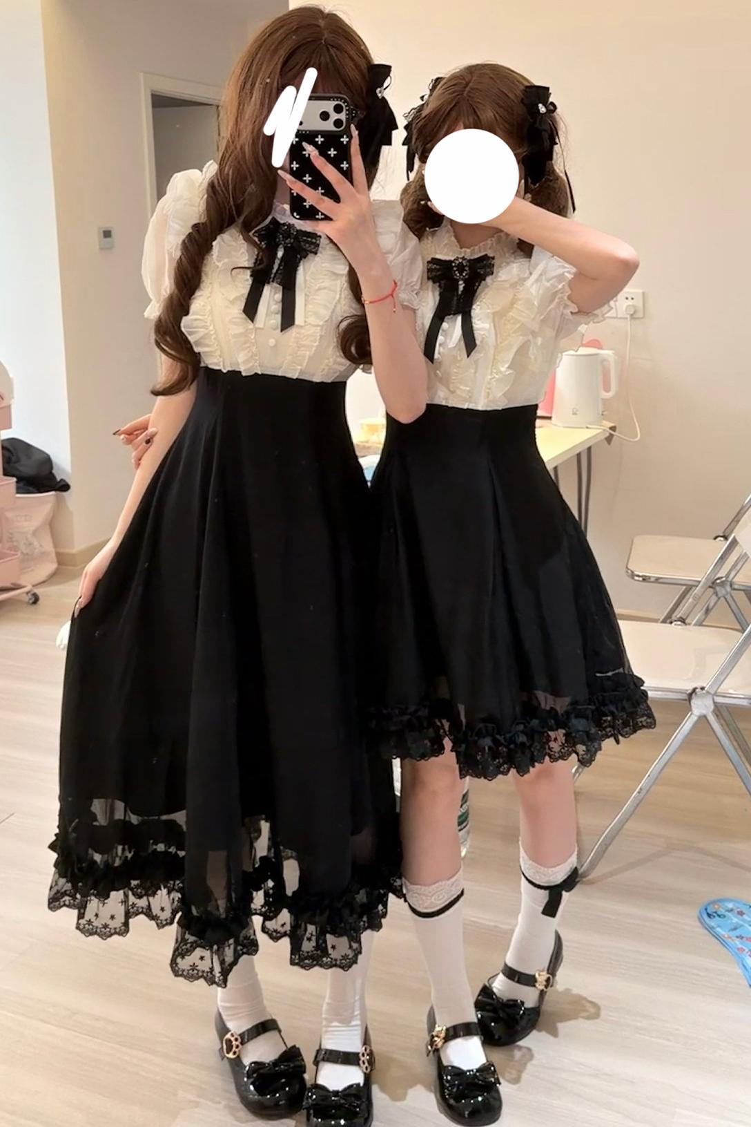 클래식 영애 롱 드레스 + 라인스톤 리본 액세서리