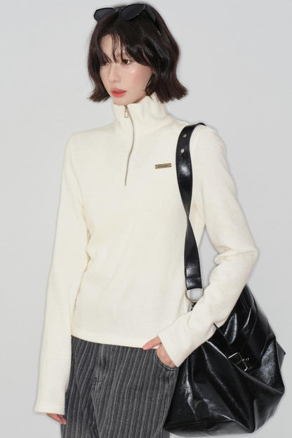 ベーシックソリッドハーフジップセーター