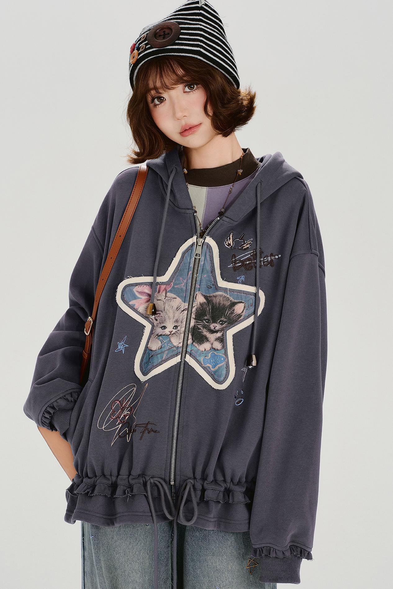 Retro Embroidery Women's Sweat Jacket