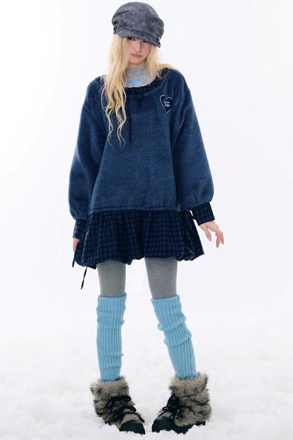 Check Loose Wide Dress