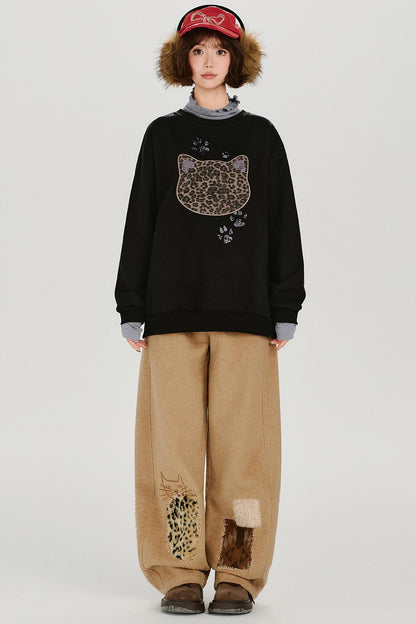 レトロレオパードルーズモードトップス