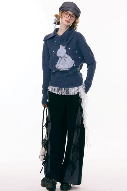 Rabbit Print Knit Top