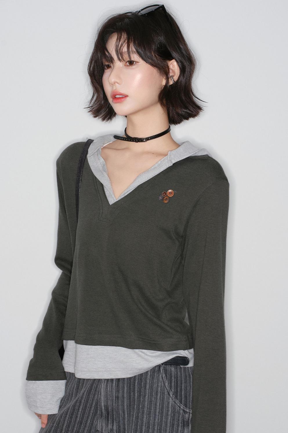 Patchwork Hooded Color Block Top