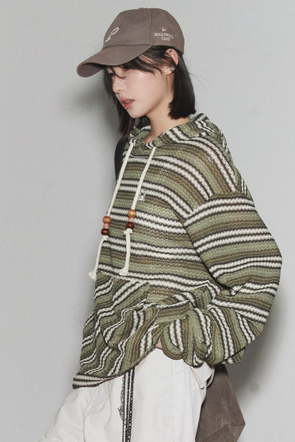 重力条纹连帽上衣