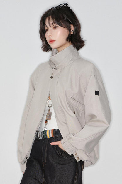 ソリッドカラースタンドカラージャケット