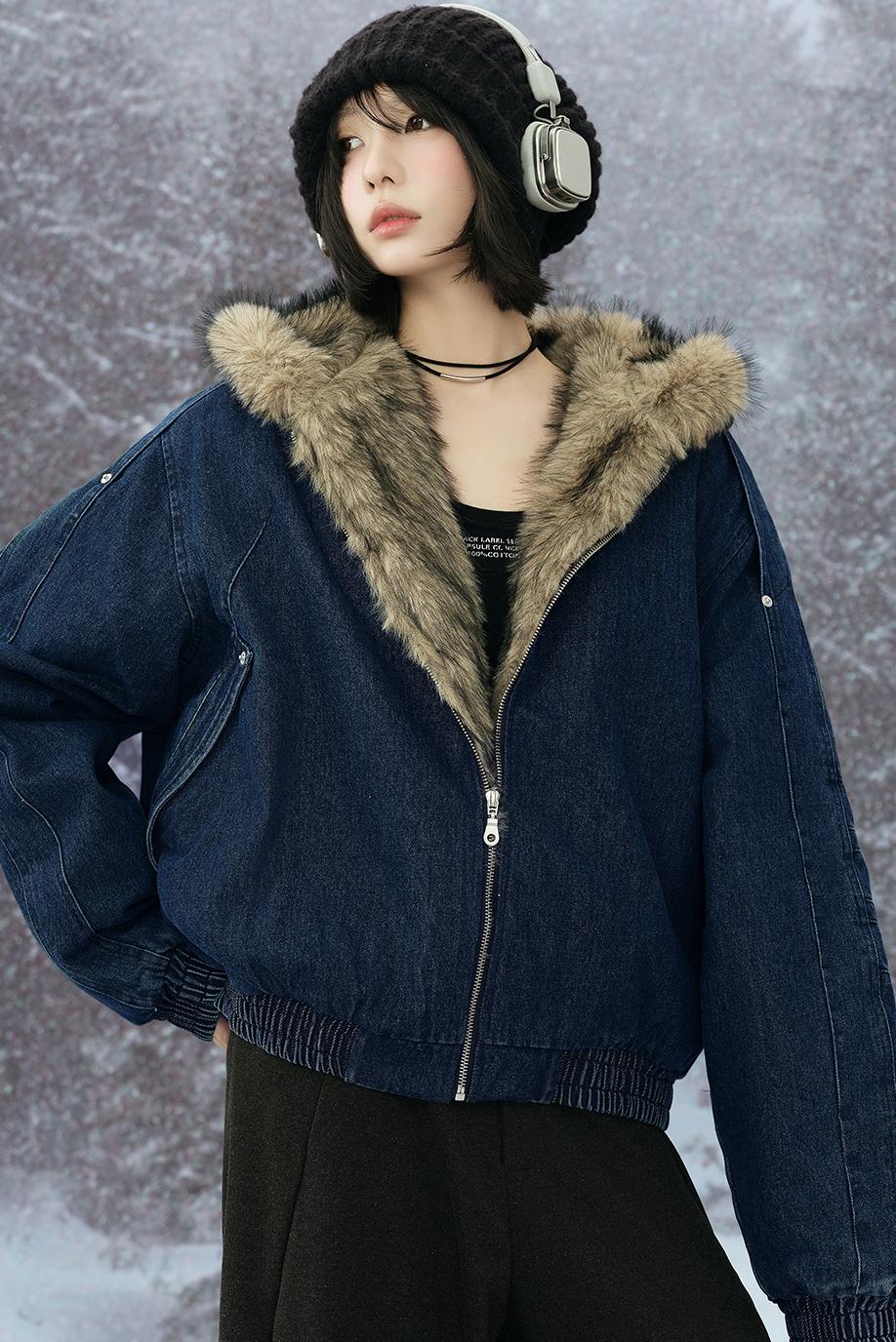 Sheepskin Hooded Jacket