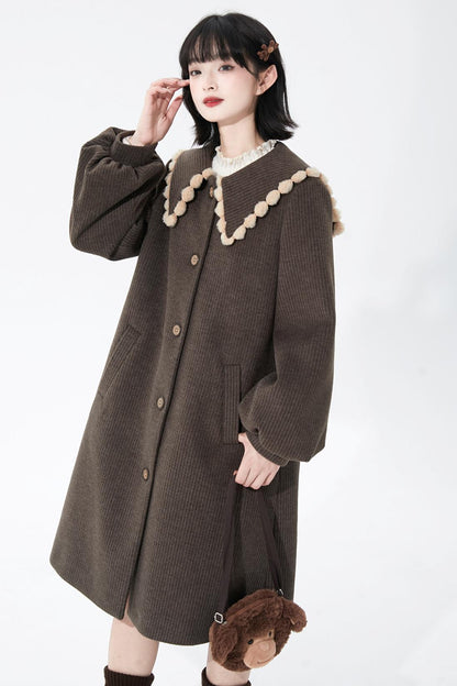 Brown Stripe Woolen Coat