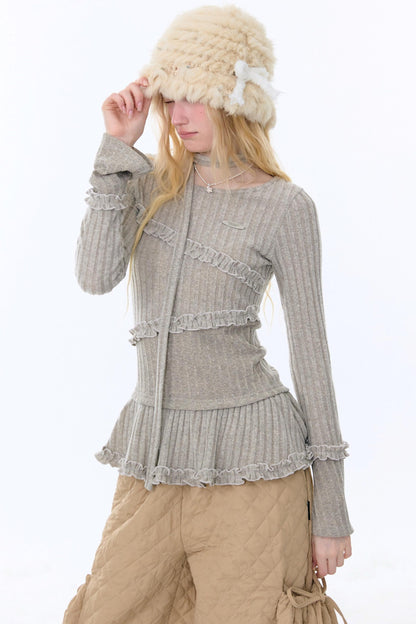 Irregular Ruffle Knit Top