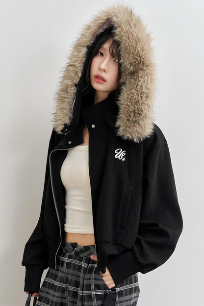 ファーカラールフードジャケット