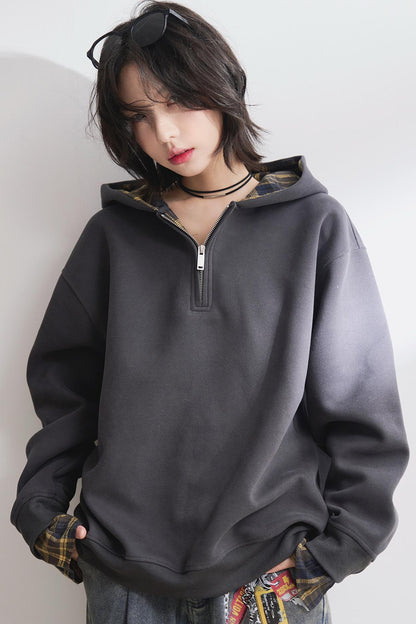 Check Stitch Hooded Sweatshirt