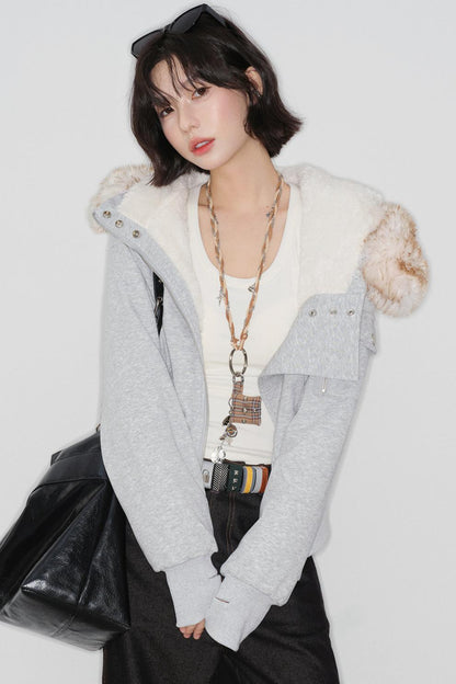 High Waist Fur Collar Jacket