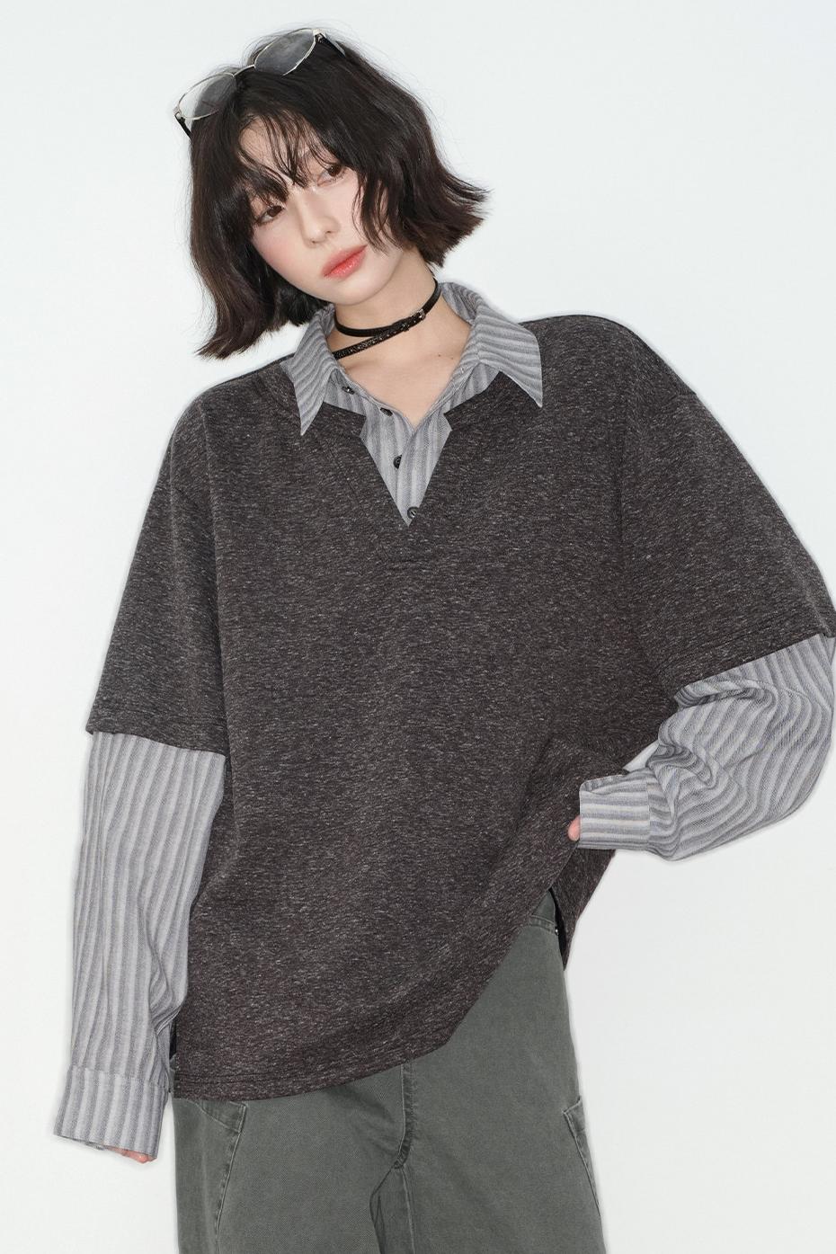 パッチワークカラーブロックブラウス