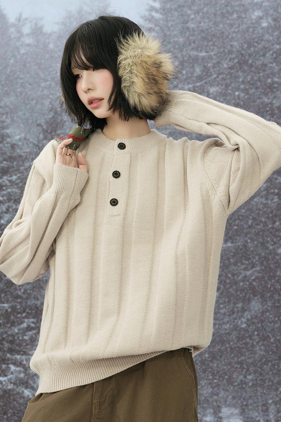 striped round neck sweater