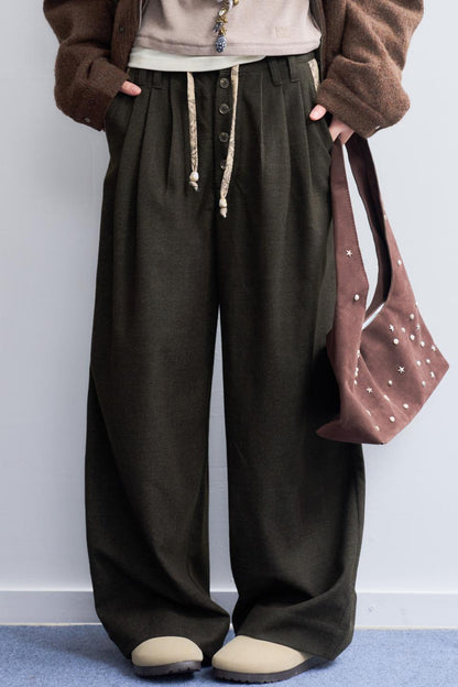 ミニマリストソリッドスラックスパンツ