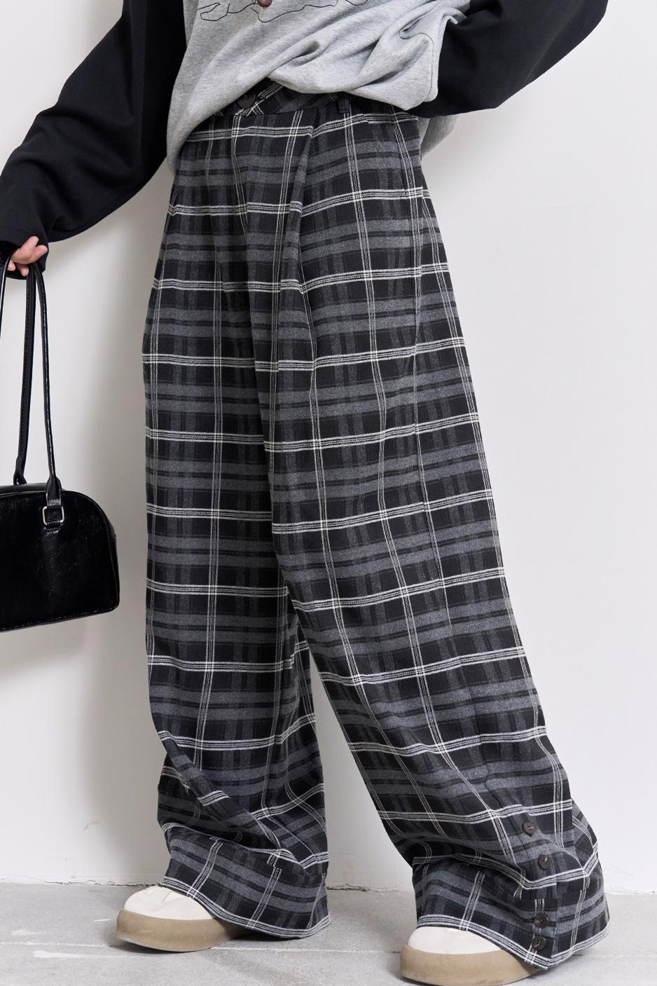 ストレートレッグチェックパンツ
