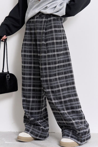 ストレートレッグチェックパンツ