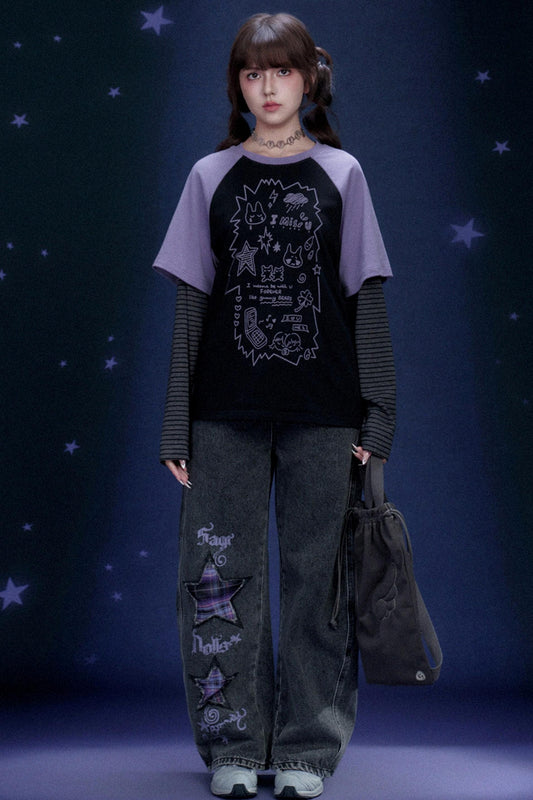 Dark Graffiti Print Top