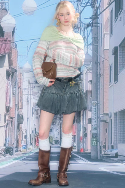 Spring Mist Striped Knit Top