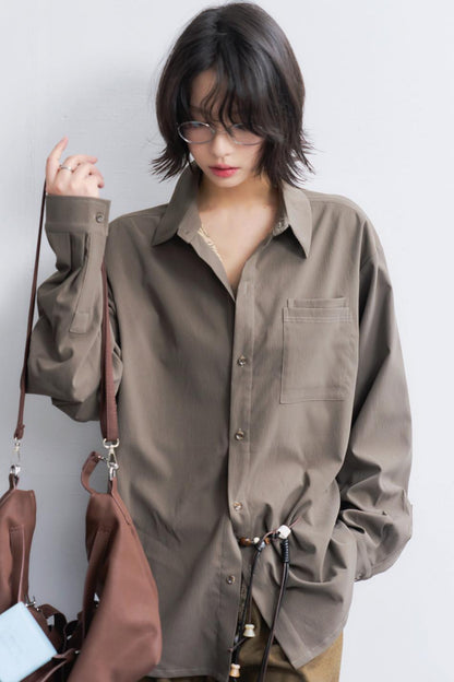 ベーシックソリッドロングスリーブシャツ