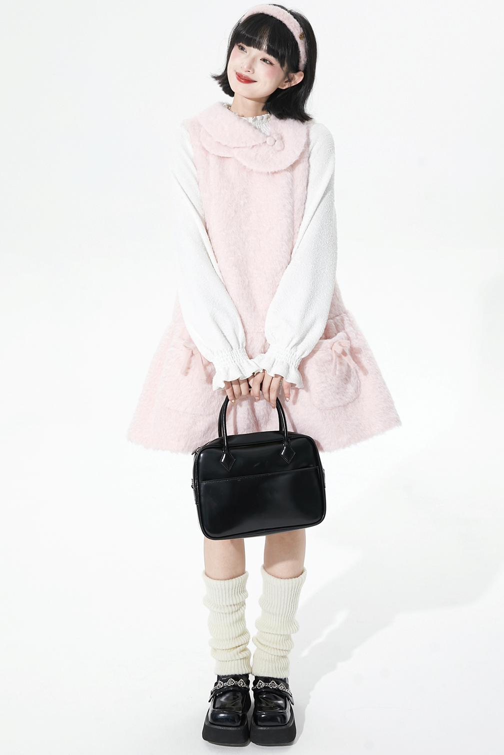 ピンクウールンニットドレス