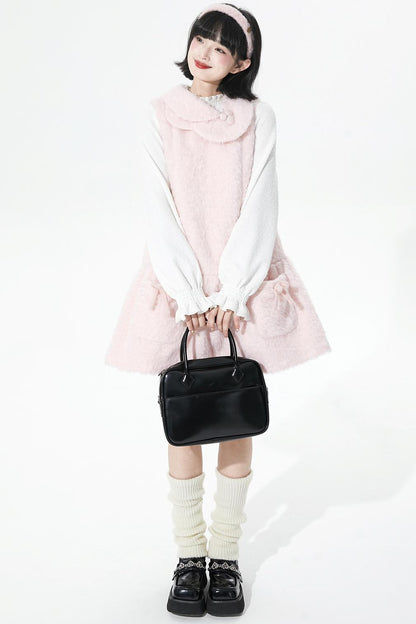 ピンクウールンニットドレス