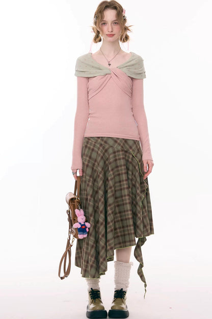 アシンメトリカルチェックスカート