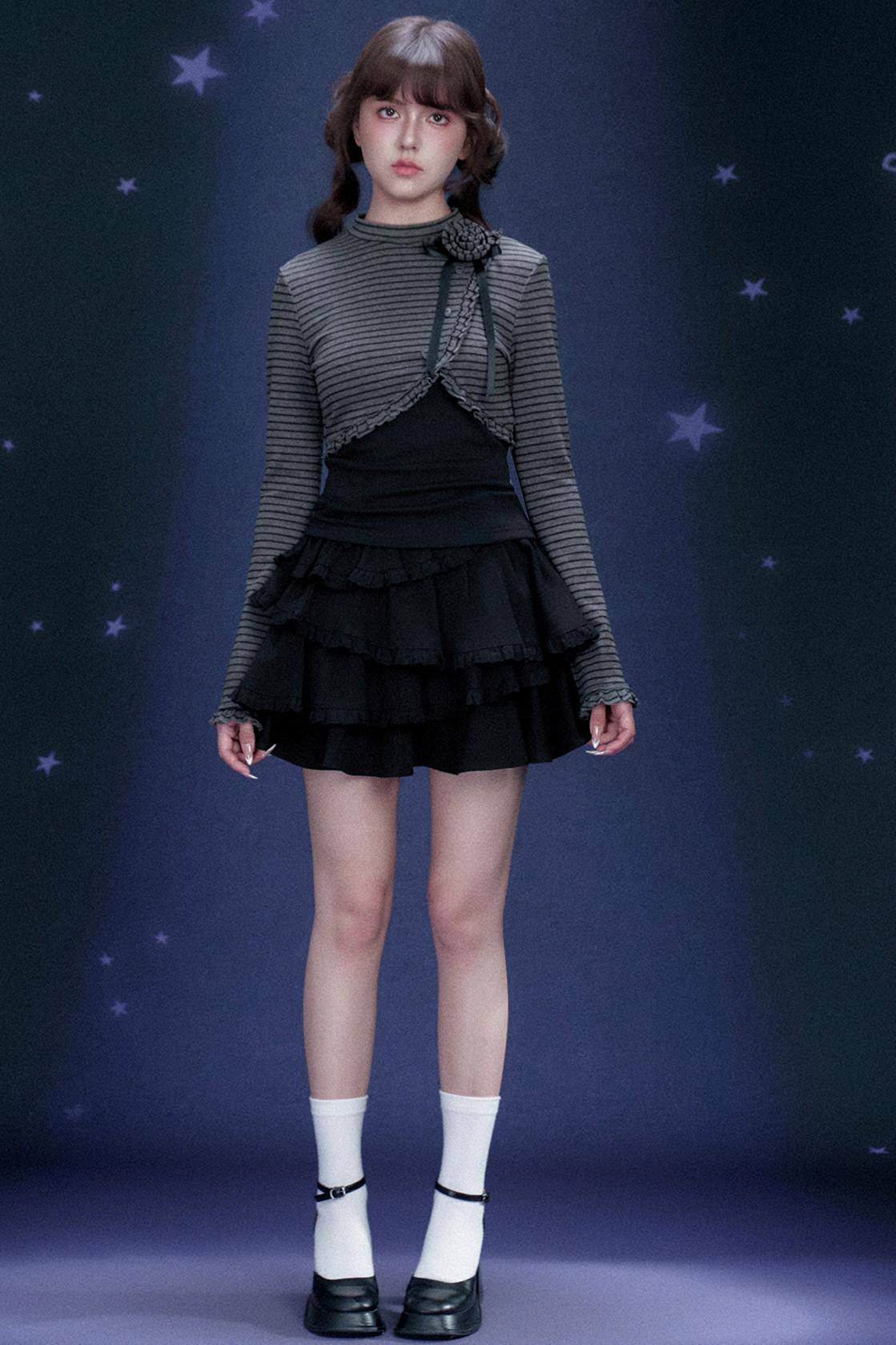 Striped Rose Brooch Top