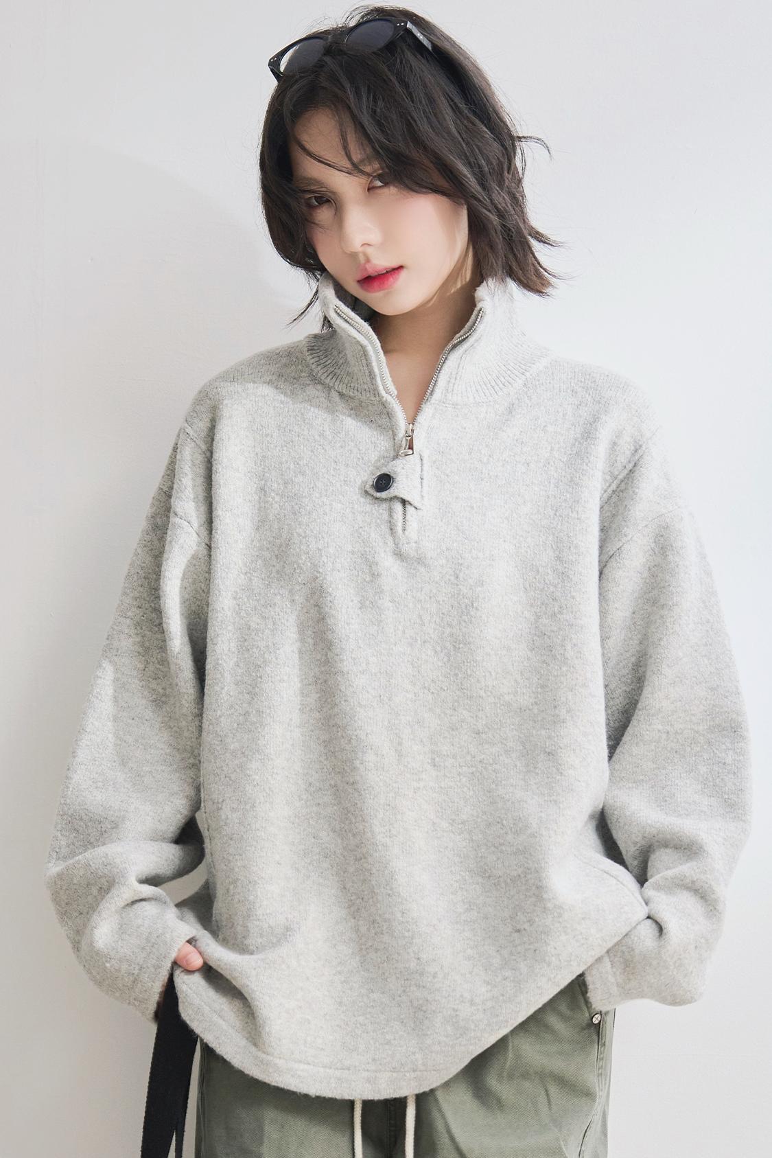 Stand Neck Knit Sweater