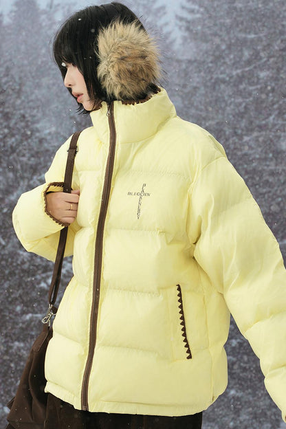 カラーブロックスタンドカラーコート